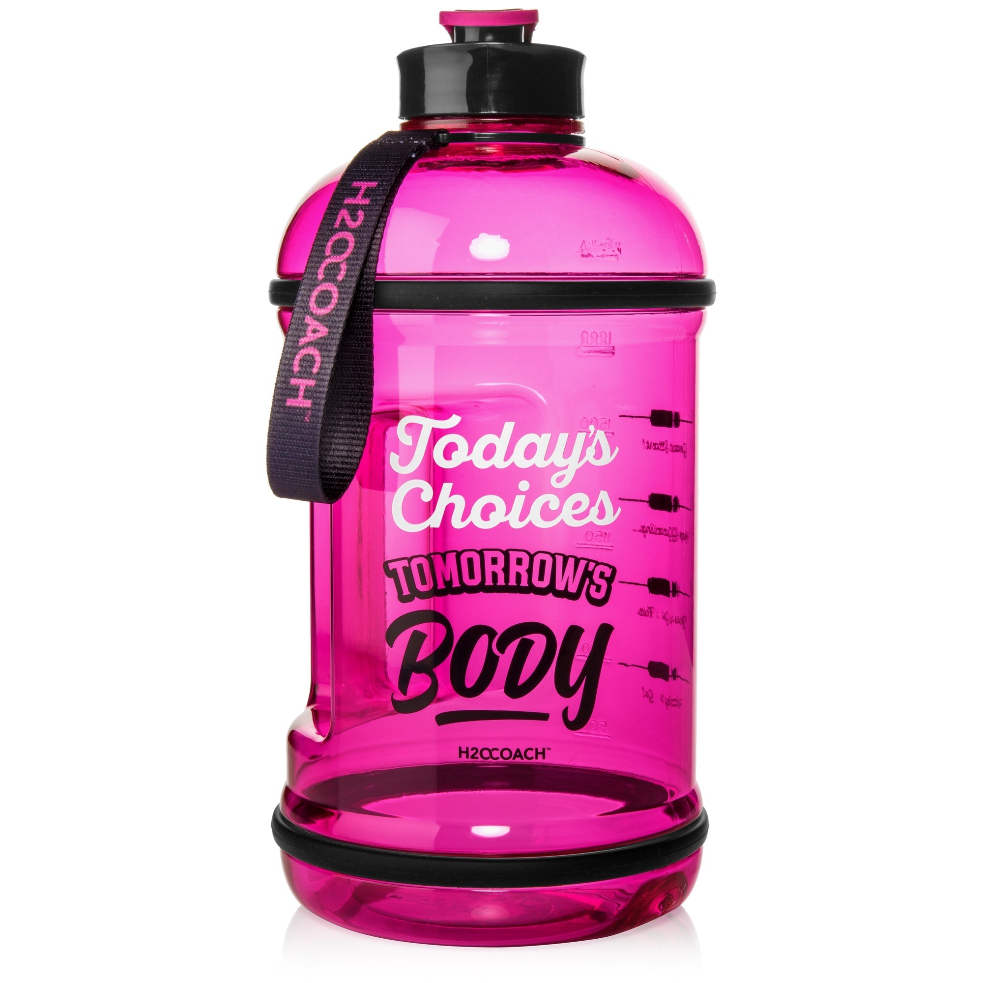 H2OCOACH - Today's Choices - Tomorrow's Body Half Gallon Water Bottle Set -  Hot Pink & Hot Pink - 2 Quantity