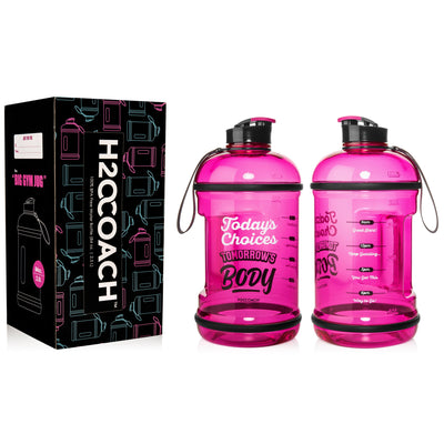 H2OCOACH One Gallon Water Bottle and Half Gallon Set - Blue & Hot Pink -2 Quantity