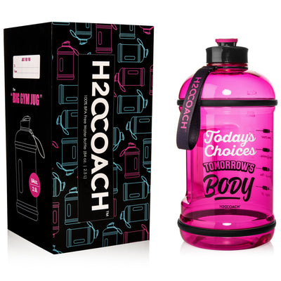 H2OCOACH One Gallon Water Bottle and Half Gallon Set - Pretty N Pink & Hot Pink -2 Quantity