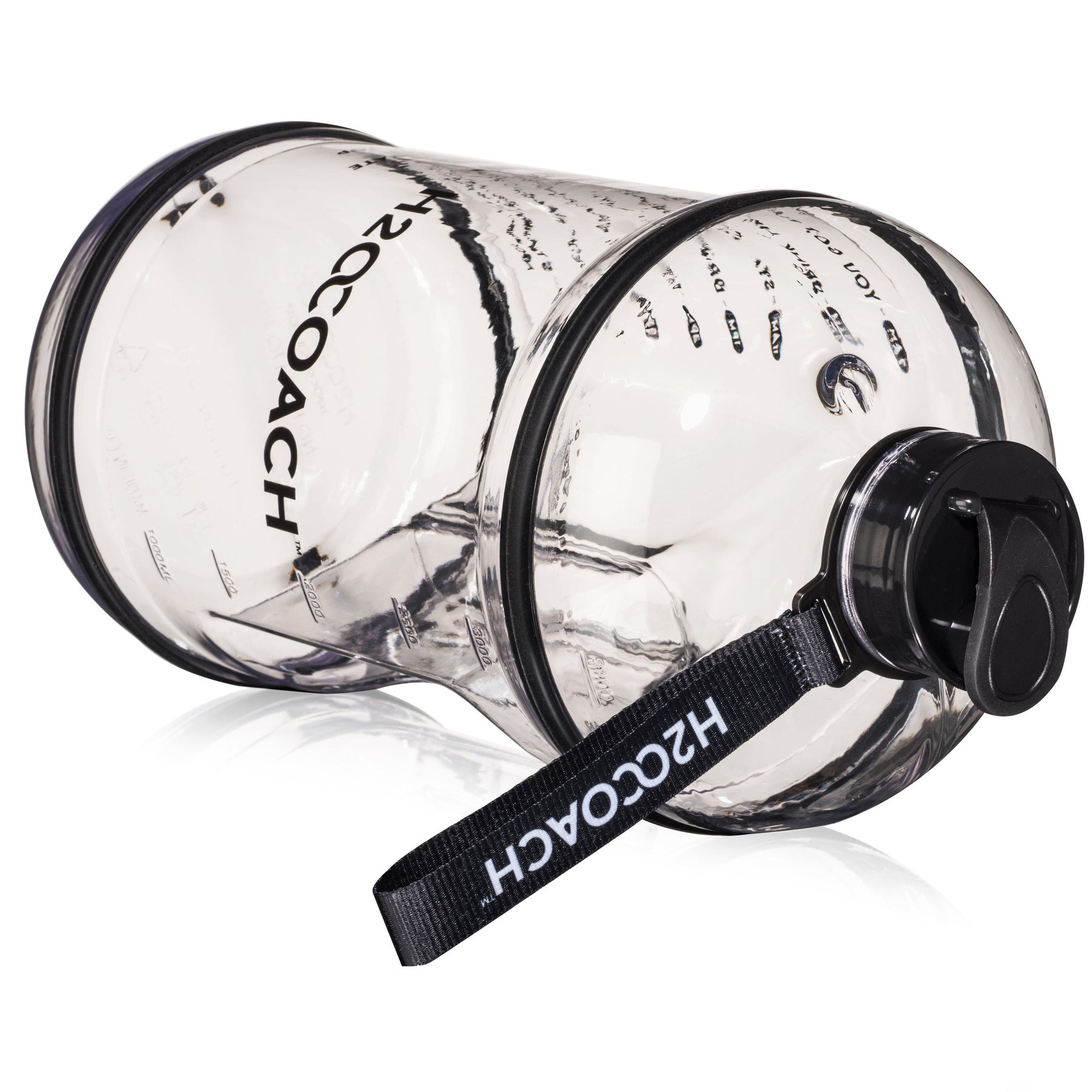 H2OCOACH One Gallon Water Bottle Set - BPA Free - 128 oz -Transparent w. Black & Black