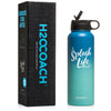 H2OCOACH - Splash Life -  Stainless Steel Water Bottle 40 oz Compact 1.8 Liter