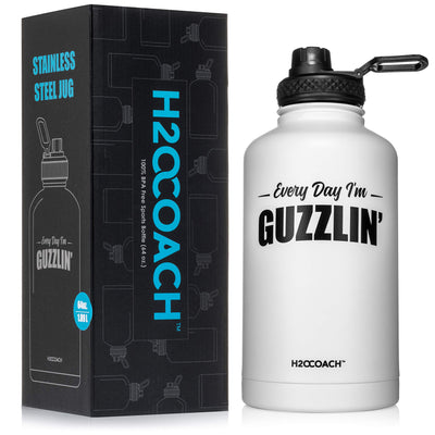 64 oz Water Bottle - Stainless Steel - H2OCoach half gallon