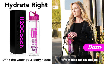 H2OCOACH - Drink Up 30 oz and Pink 1 Gallon Set - Colors:  Clear/Pink & Black - 2 Quantity